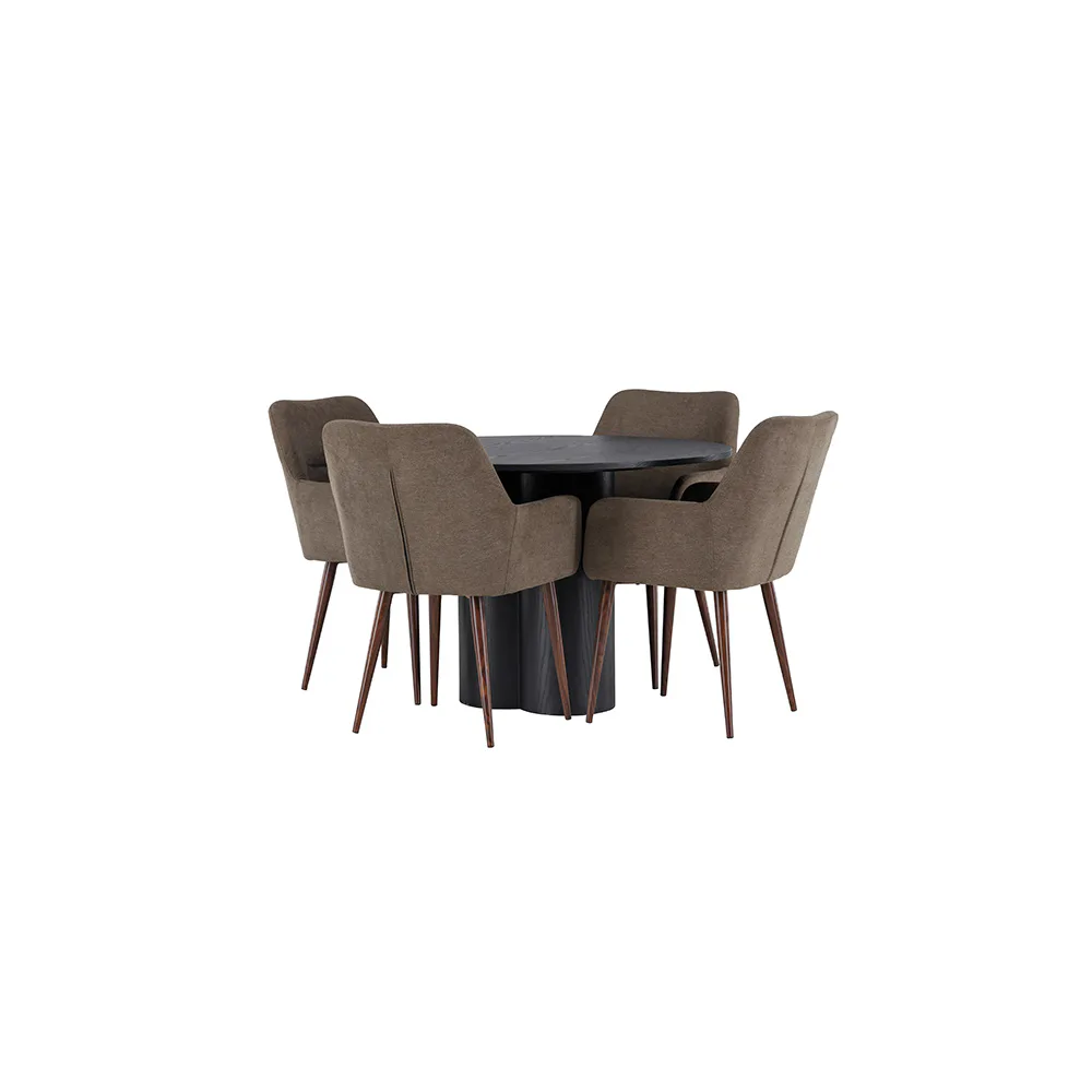 Matgrupp Venture Home Olivia Ø110 cm med 4 st Tomorrow stolar