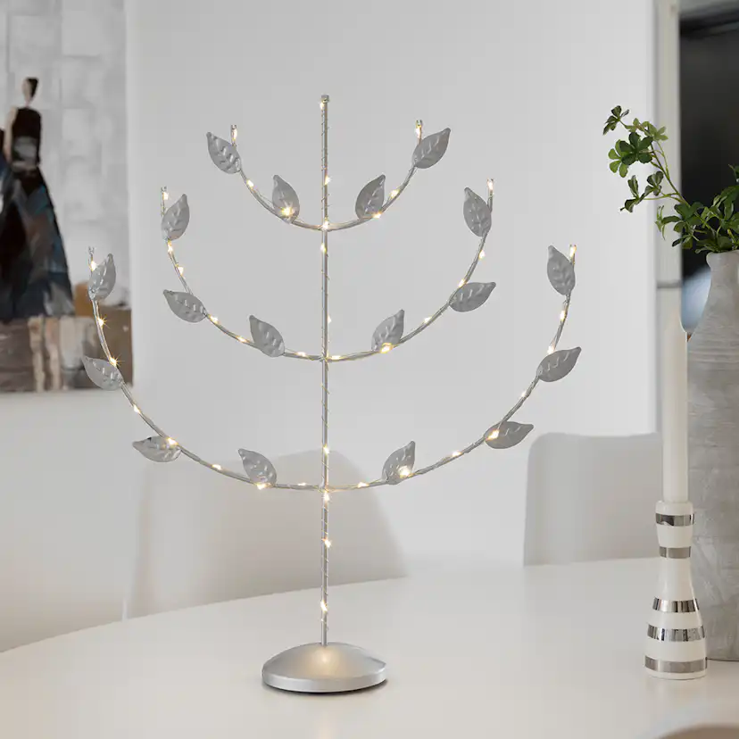 Elljusstake 45 varmvita LED metall silver 3V/IP20 Silver