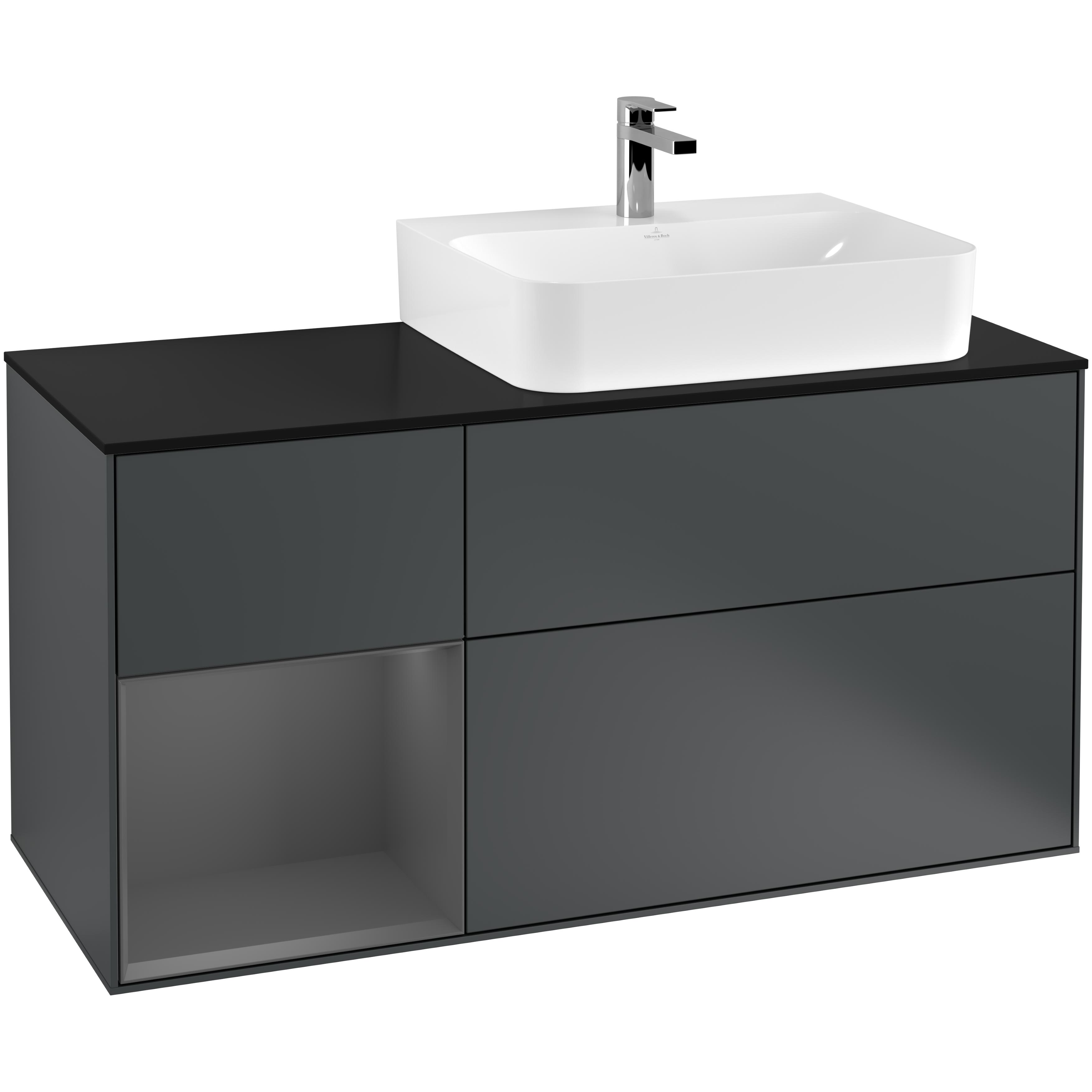 Tvättställsskåp Villeroy & Boch Finion med 3 Lådor Hylla och Bänkskiva för Ocentrerat Tvättställ