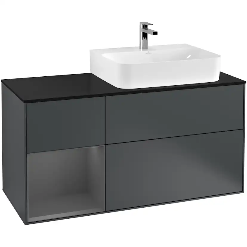 Tvättställsskåp Villeroy & Boch Finion med 3 Lådor Hylla och Bänkskiva för Ocentrerat Tvättställ