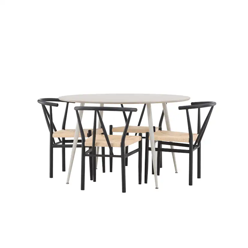 Plaza Dining Table with Alfons Dining Chair Beige/Svart