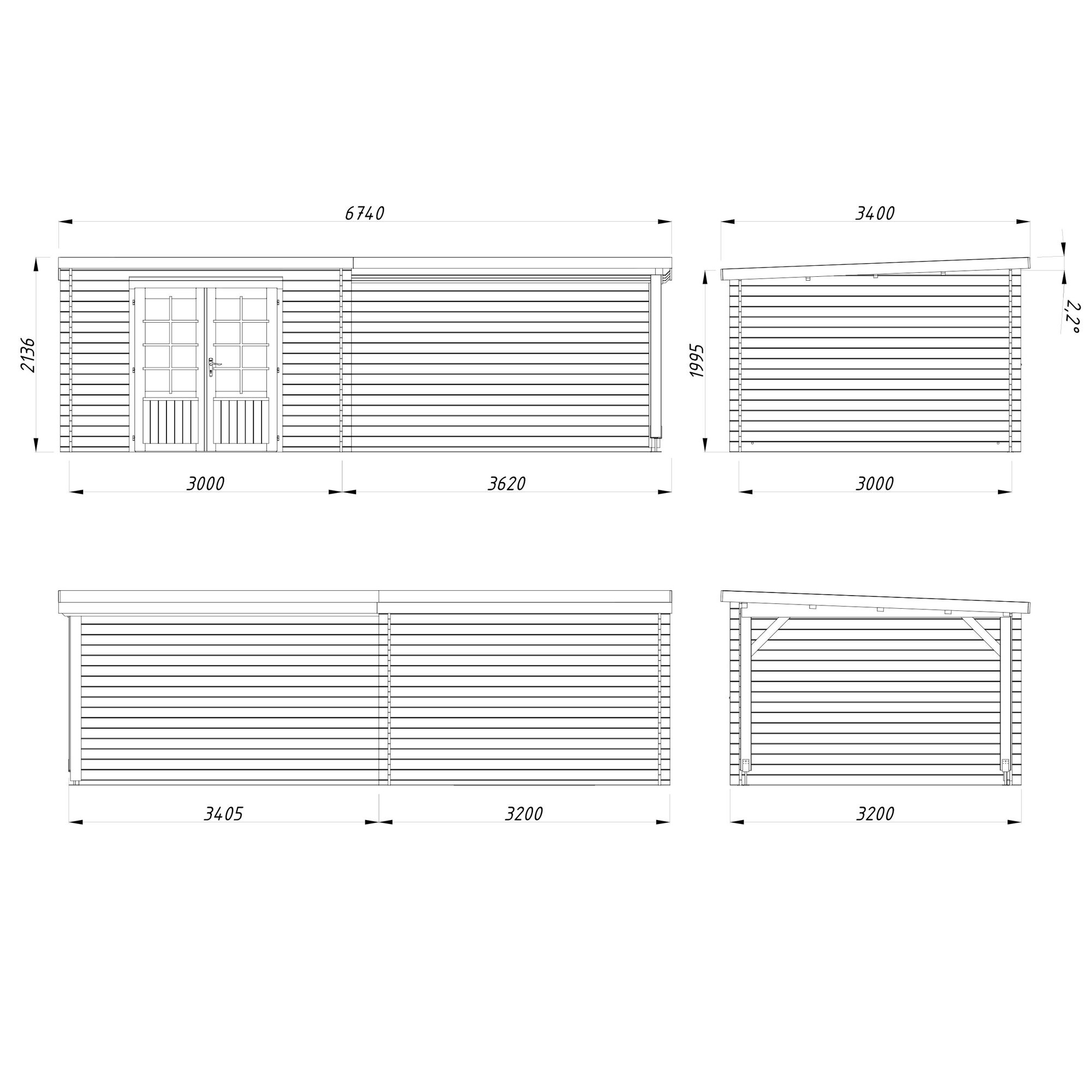 Ella 8,7+10,0 m2 PNT7012W2 Mörkgrå/Vit