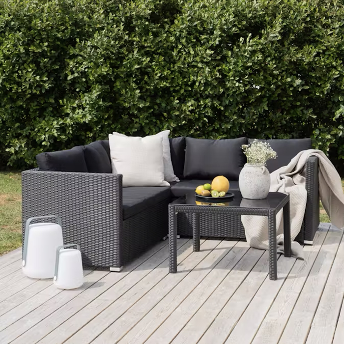 Kuba Sofa Set - Black Wicker White Cushion Svart/Vit
