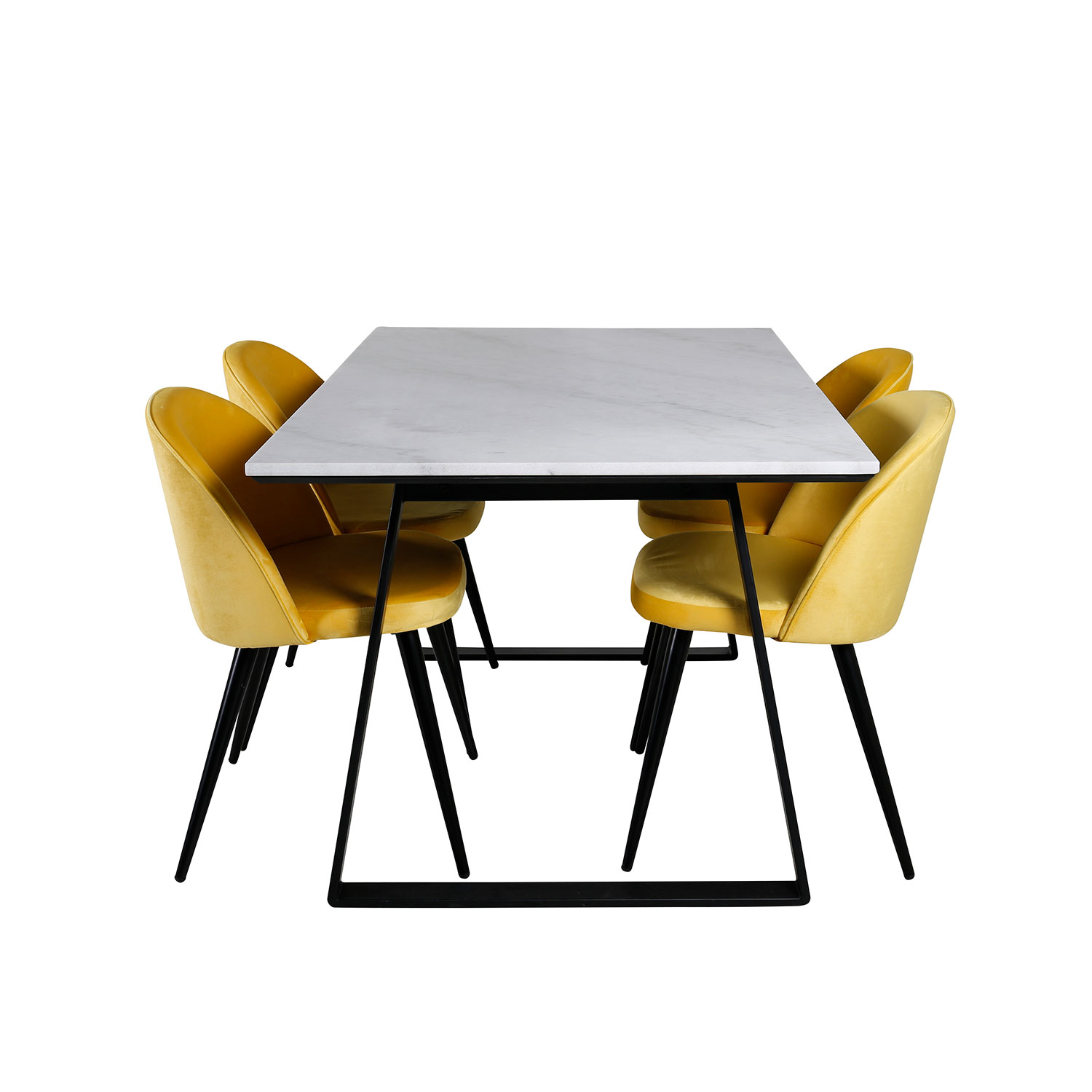 Matgrupp Venture Home Estelle med 4 Velvet stolar