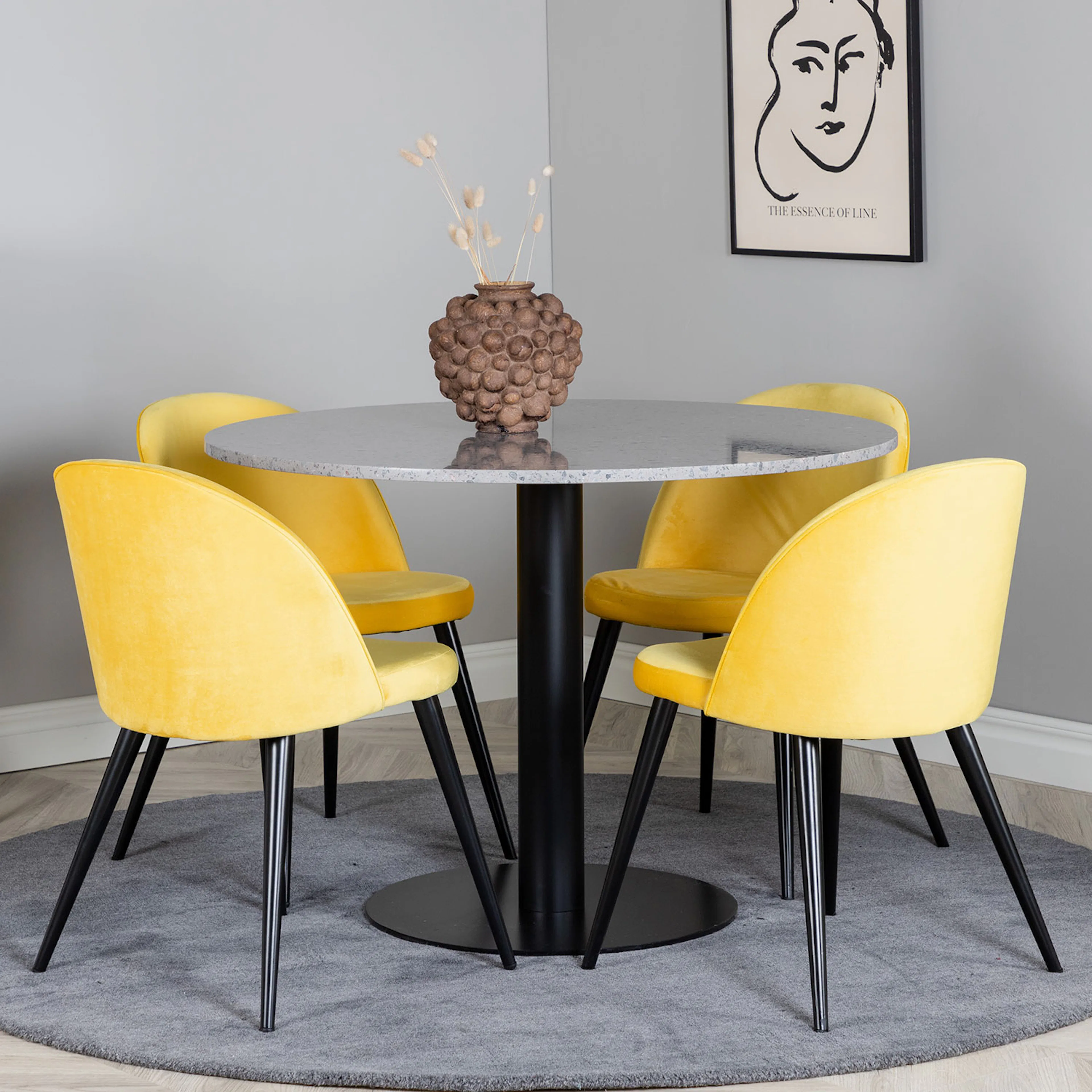 Matgrupp Venture Home Razzia med 4 Velvet stolar