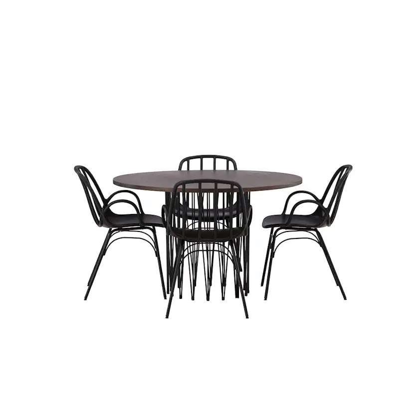 Matgrupp furniture/fashion Stone round Ø 120 cm med 4 Dyrön Stolar