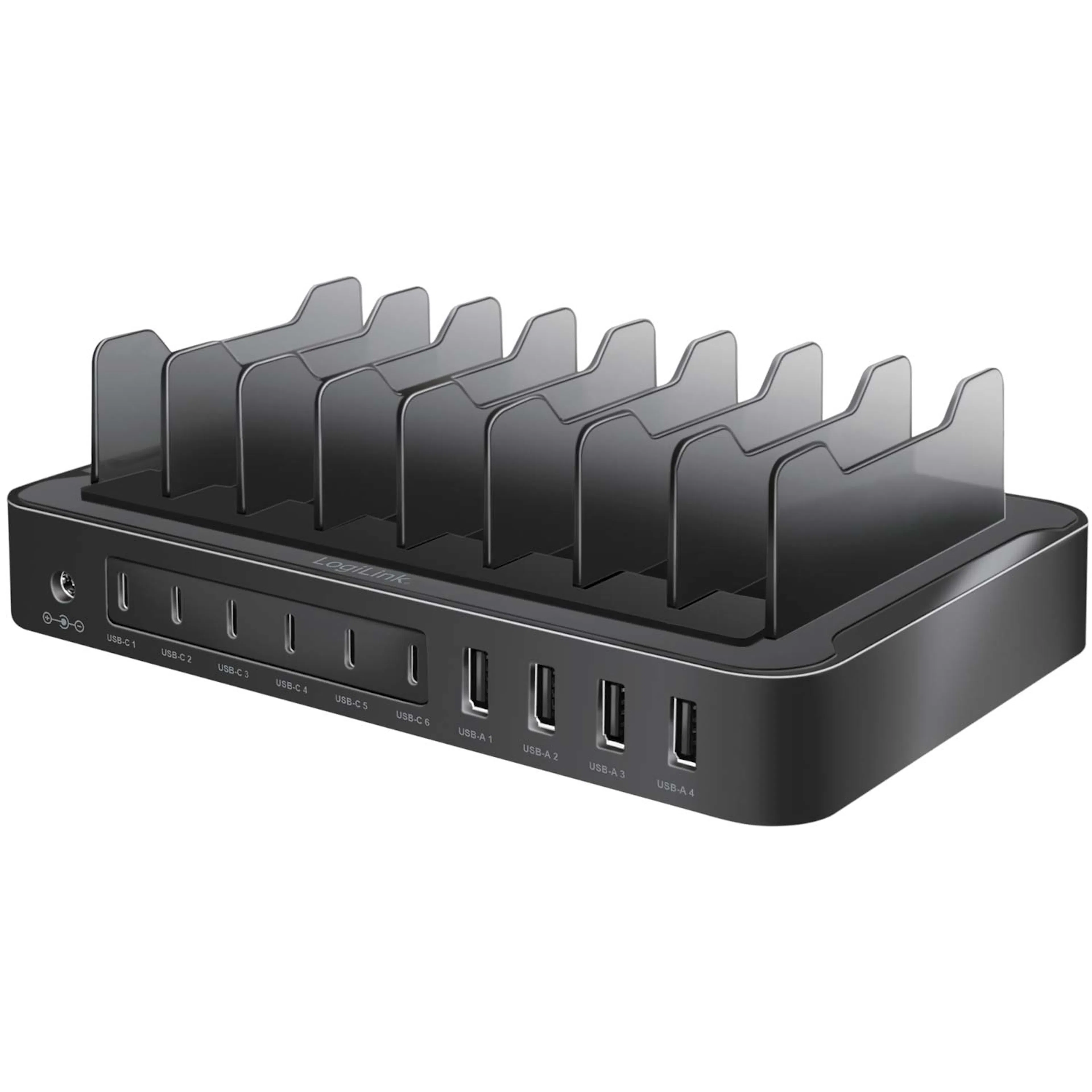 Laddstation LogiLink 10 Portar 6 st USB-C + 4st USB-A PD/QC3.0 120W
