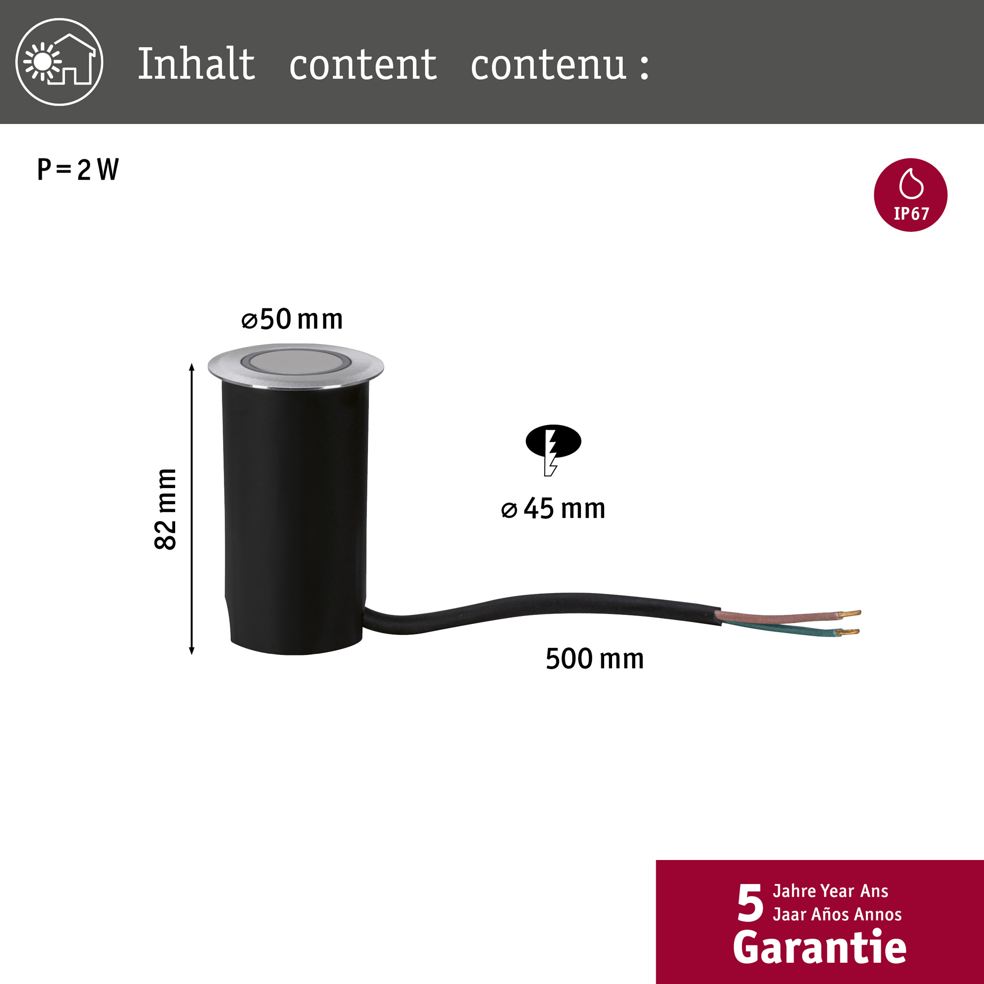 LED Infälld Markbelysning Paulmann House Stripe Rund IP67 230V