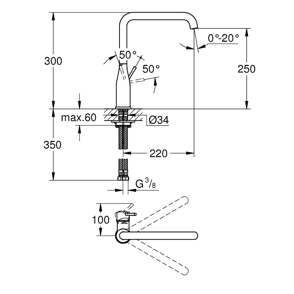 Köksblandare Grohe Essence 30269 Med Hög Pip Krom