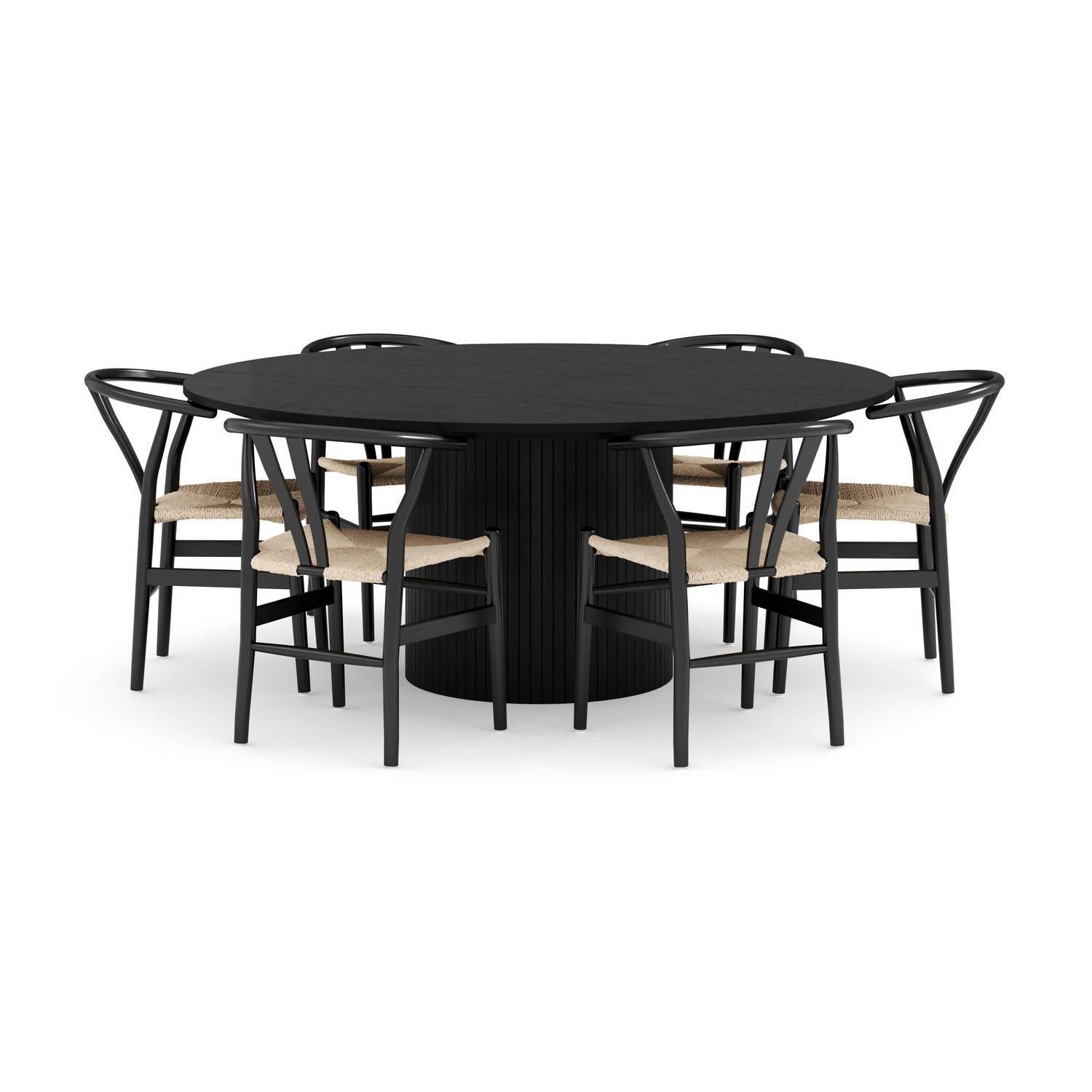 Matgrupp Bark Kopparbo Runt Matbord 180 cm med 6Dastoori Matstol