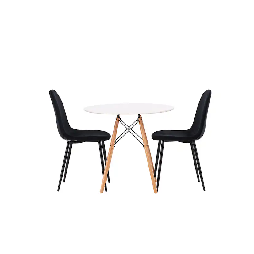 Matgrupp Venture Home Danburi Ø 60 cm med 2 Polar Sammet Stolar