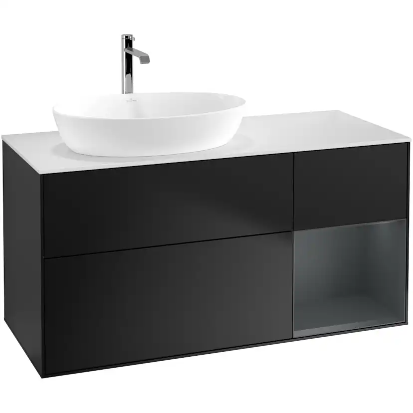 Tvättställsskåp Villeroy & Boch Finion med 3 Lådor Hylla och Bänkskiva för Ocentrerat Tvättställ från Artis & Collaro