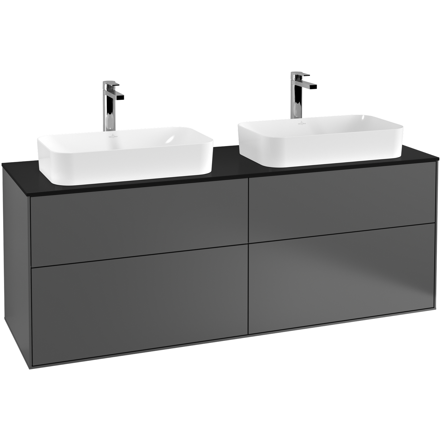 Tvättställsskåp Villeroy & Boch Finion med 4 Lådor och Bänkskiva för Två Fristående Tvättställ