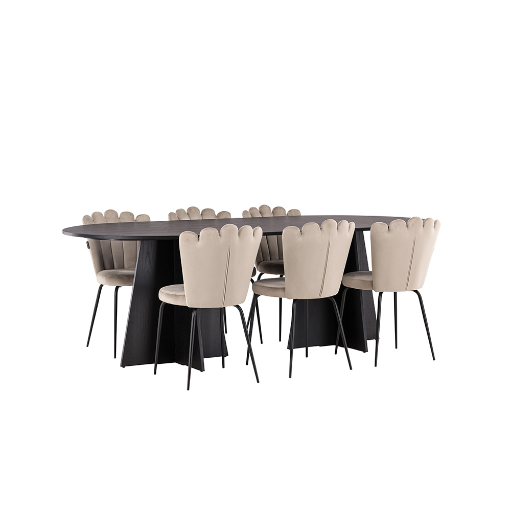 Matgrupp Venture Home Bootcut Oval med 6 Limhamn Light Stolar