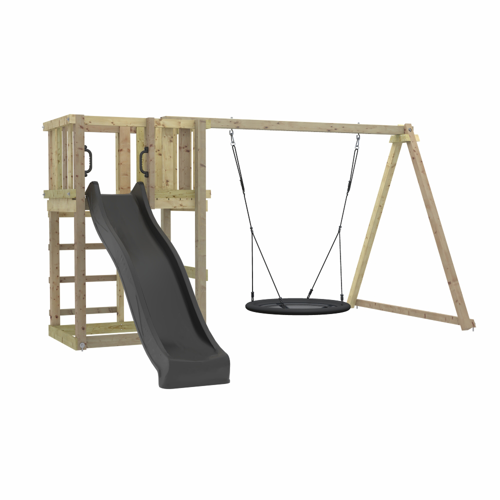 Lekställning PLUS med Gungställning, Rutschkana och Fågelbogunga