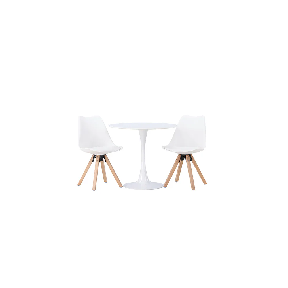 Matgrupp Venture Home Hamden Ø60 cm med 2 st Zeno stolar Vit