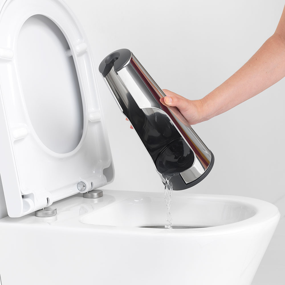 Toalettborste Brabantia med hållare för golv med plasthandta Färg: Blank Stål