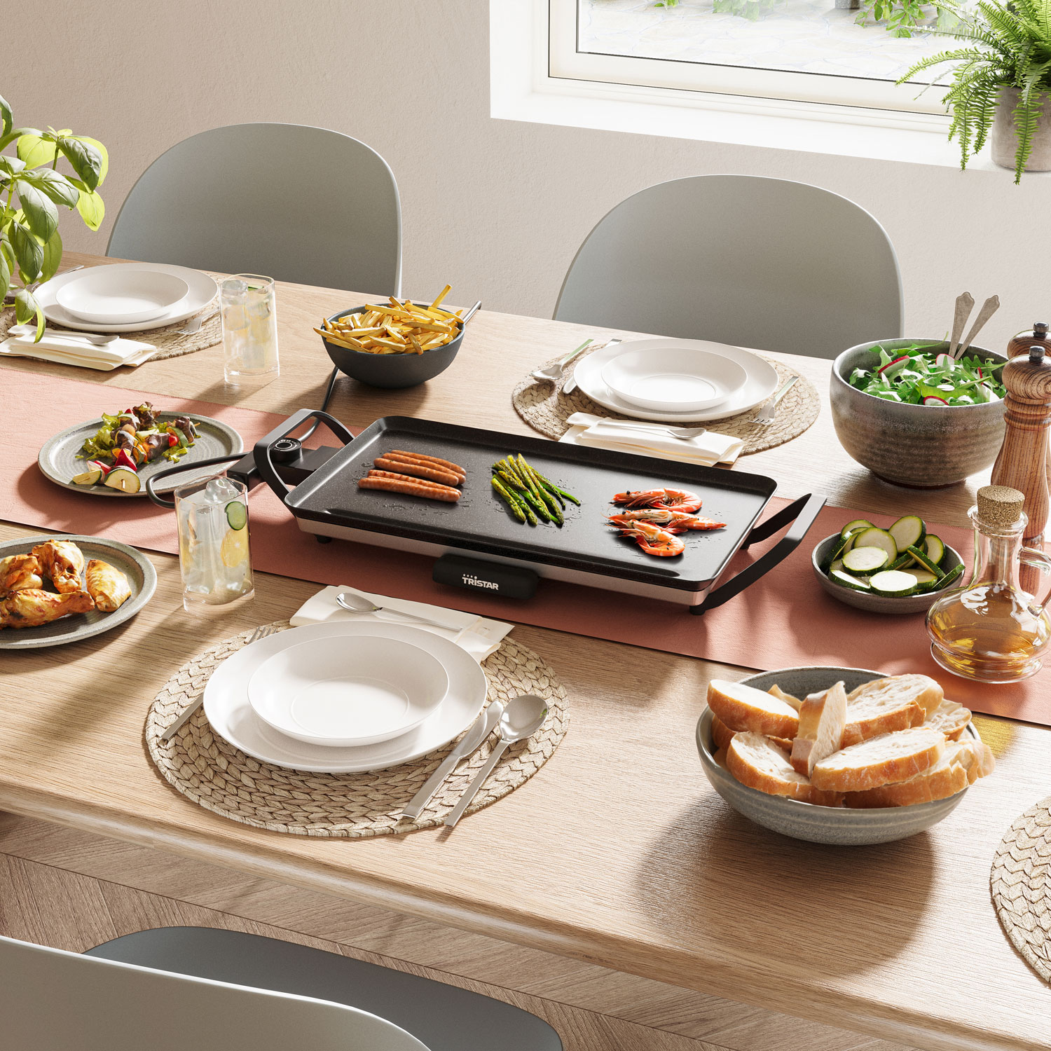 Elgrillar Tristar Bordsgrill Slim M BP-2667 2000W 46x26cm Svart