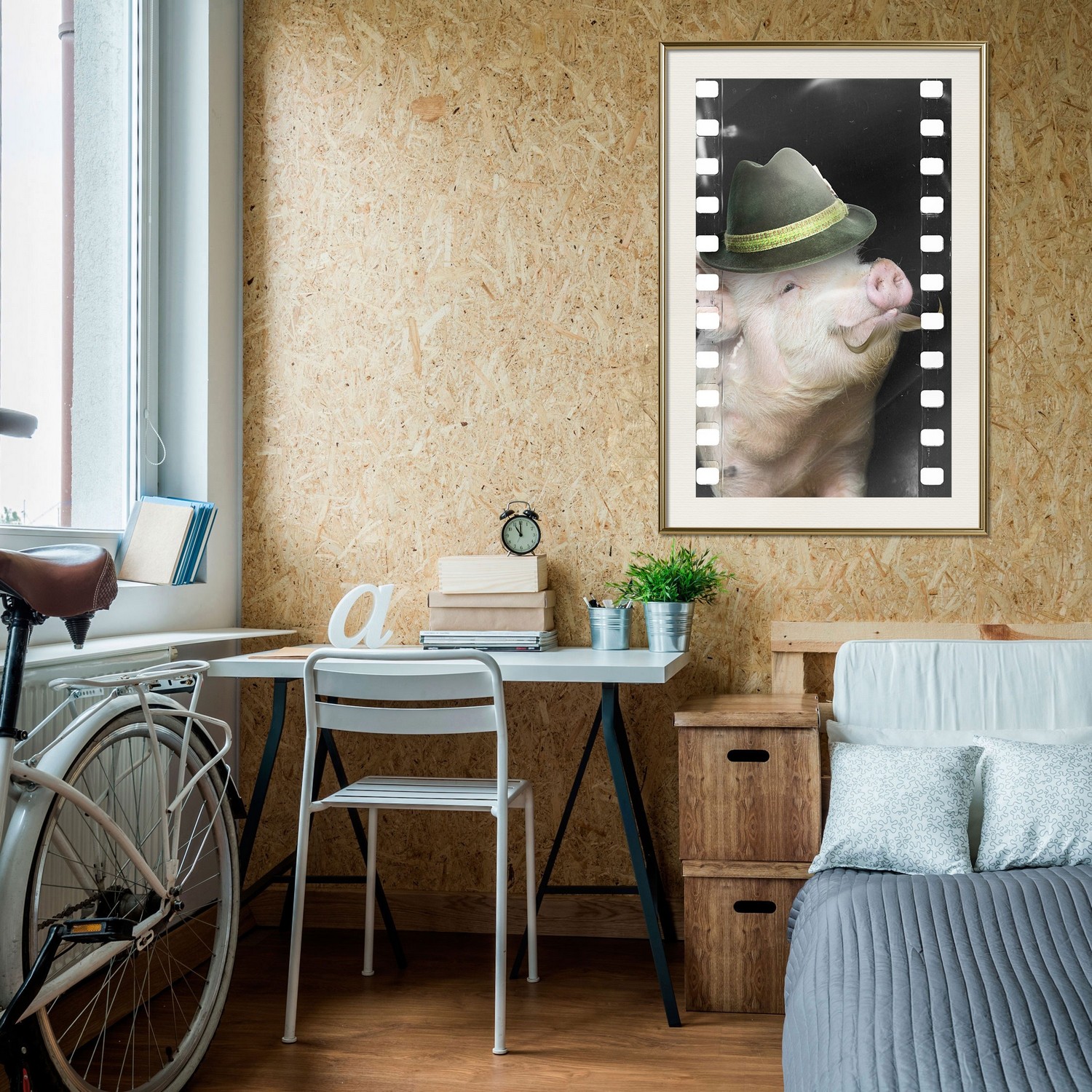Poster Artgeist Affisch Pig with Mustache