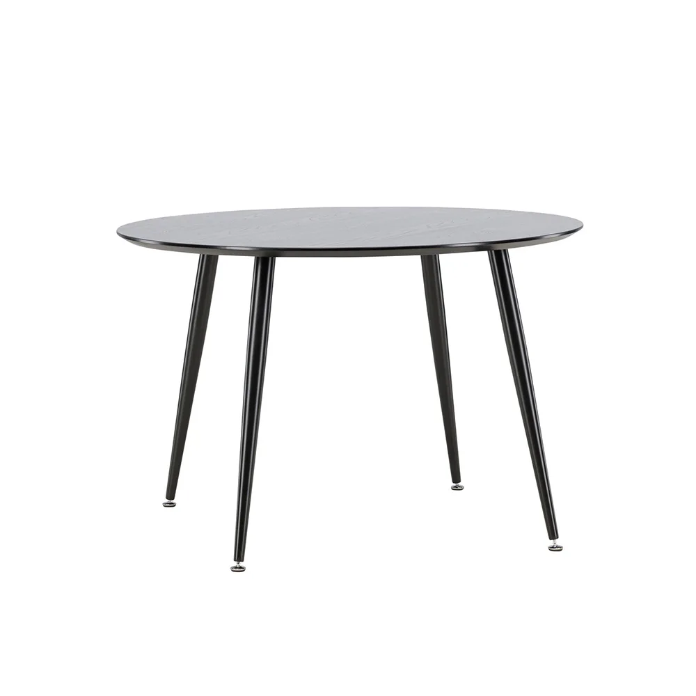 Dipp Round Dining Table - 115cm - Black Veneer / All black l Svart