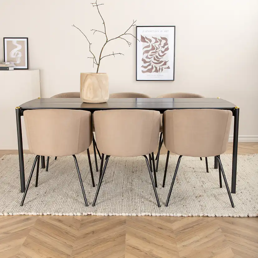 Matgrupp Venture Home Paris med 6 Bergen Stolar Polyesterlinen
