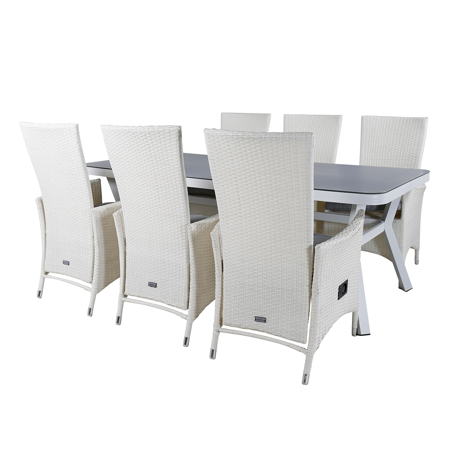 Matgrupp Venture Home Virya 160x90 cm med 6 Padova Reclinerfåtöljer