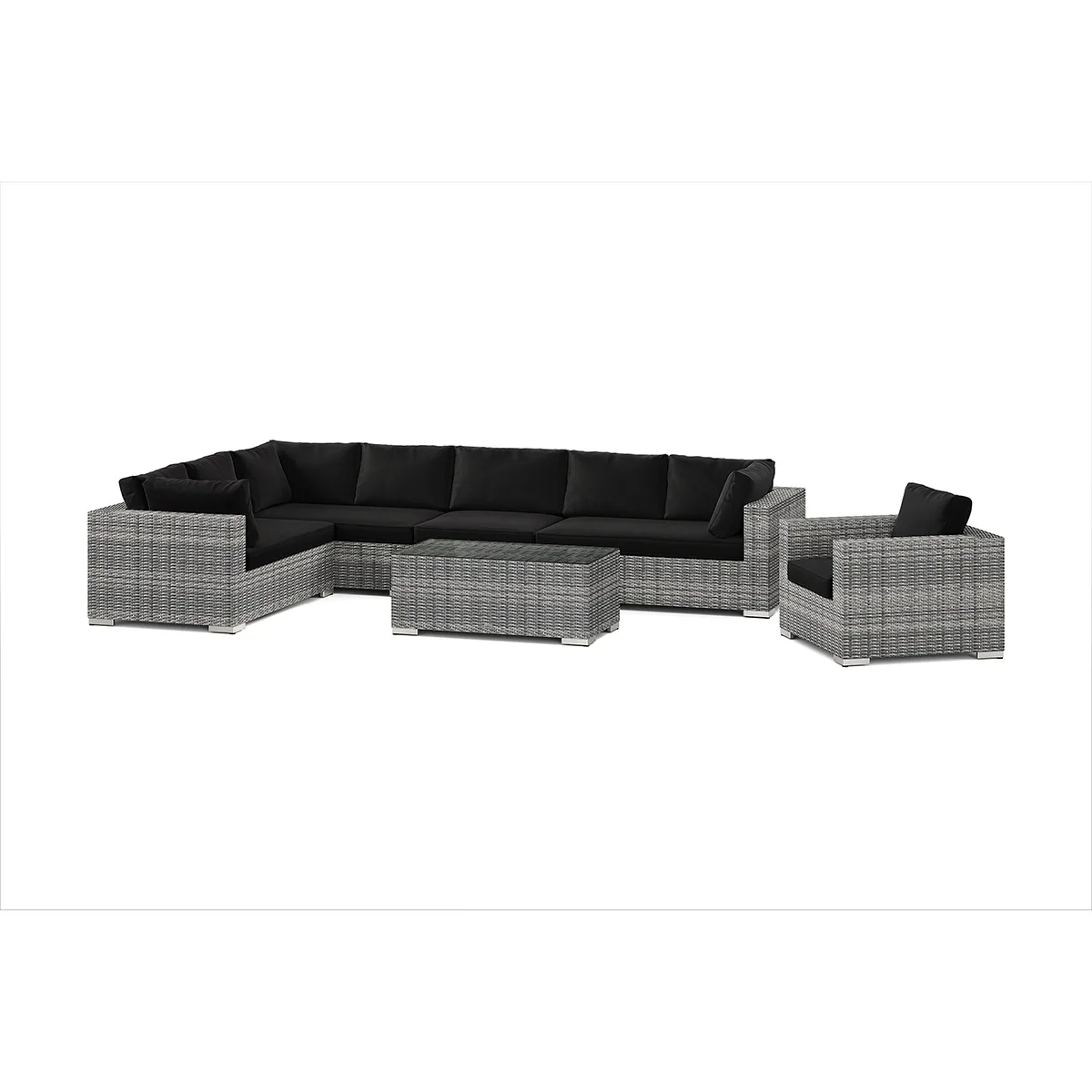 Loungegrupp Comfort Garden Bahamas utomhus L-soffa höger 8-sits med fåtölj och bord