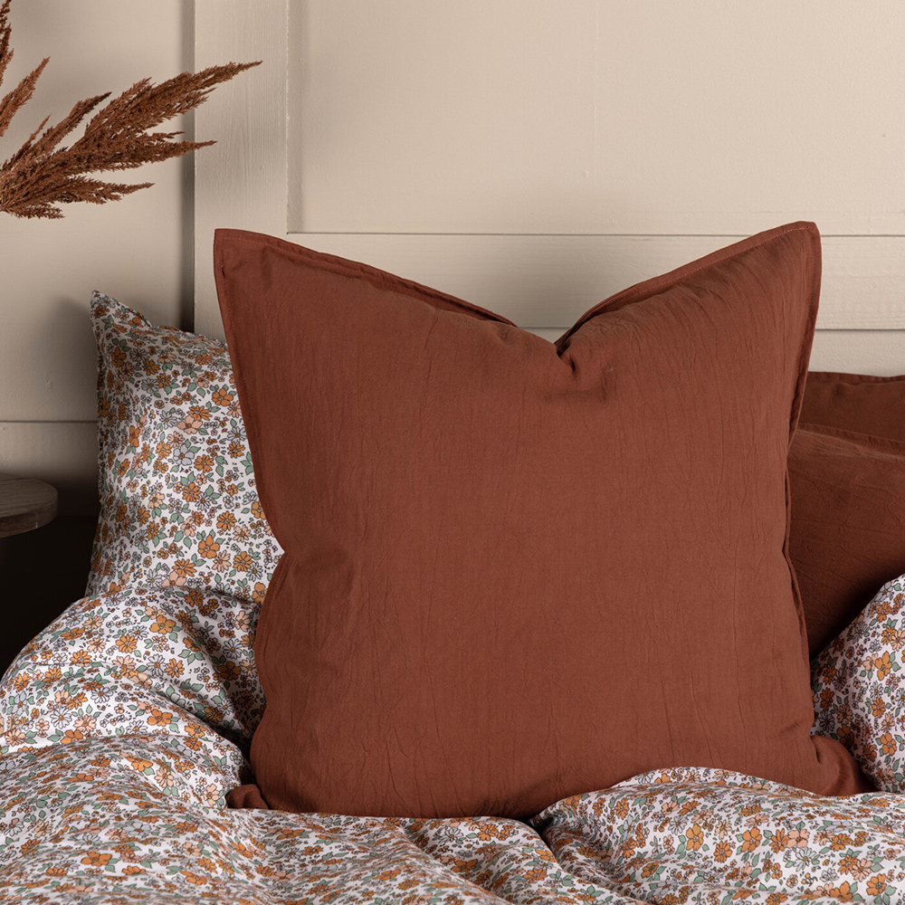 Ronja Cushion Cover Washed Cotton - Roasty / Mörkbrun