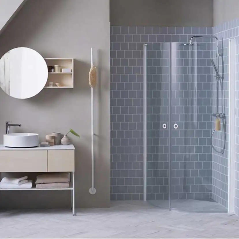 Duschhörna INR Linc Niagara 900 x 900 Mönstrat glas Svart 900x900 mm, Mönstrat Glas, Svart