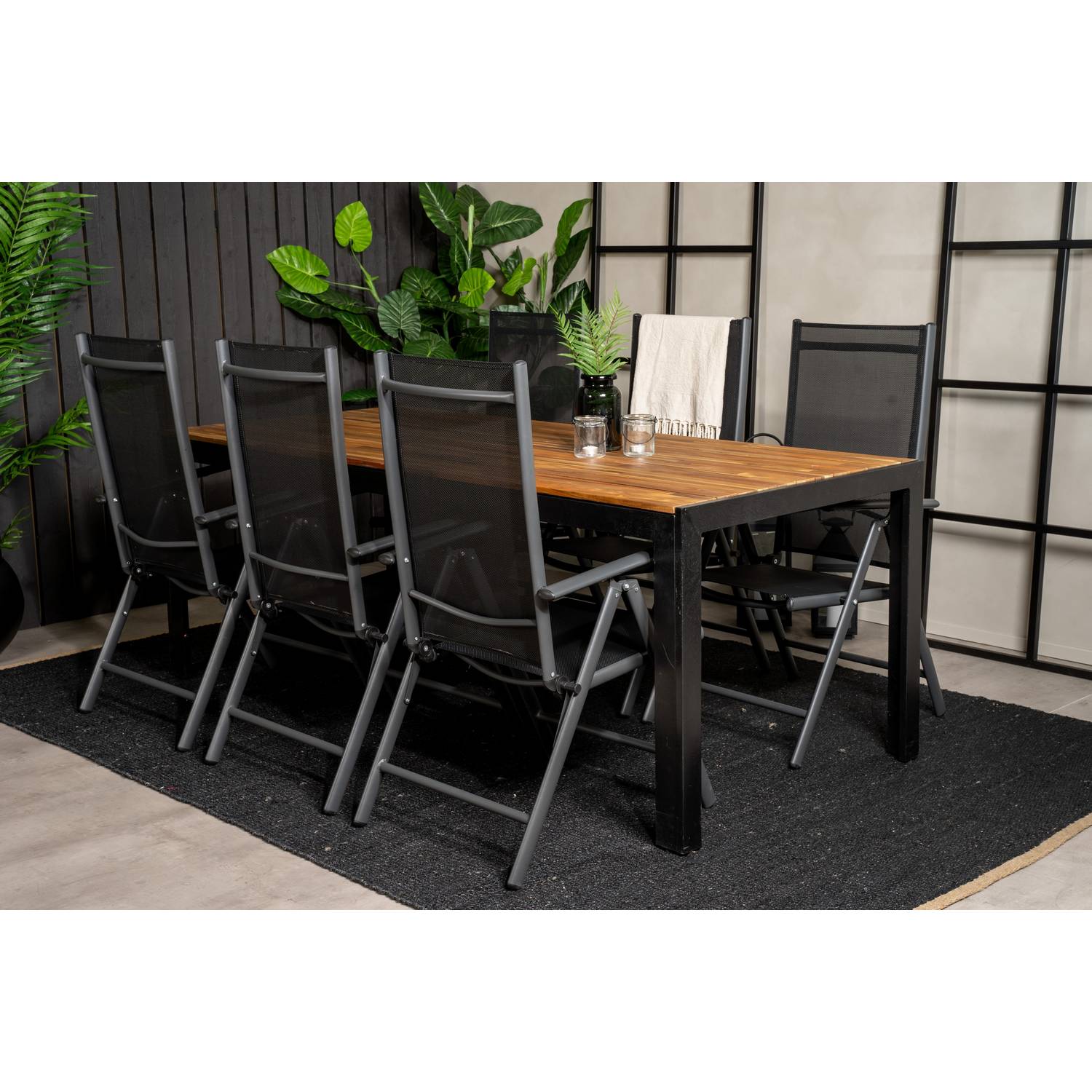Matgrupp Venture Home Bois Matgrupp Utomhus 200cm med 6 Break Positionsstolar