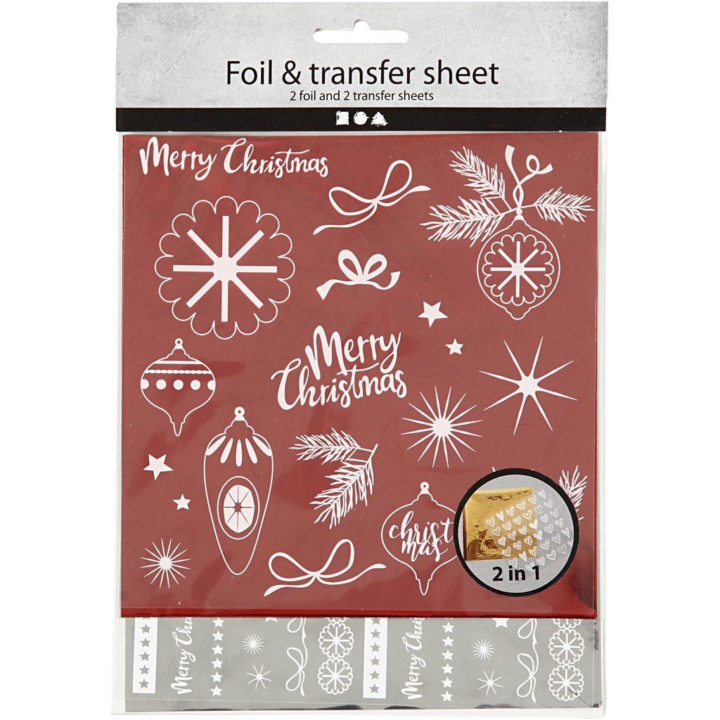Dekorationsfolie Creativ Company Och Limark med Motiv Röd Silver Magisk Jul 2x2 Ark/1 Förp