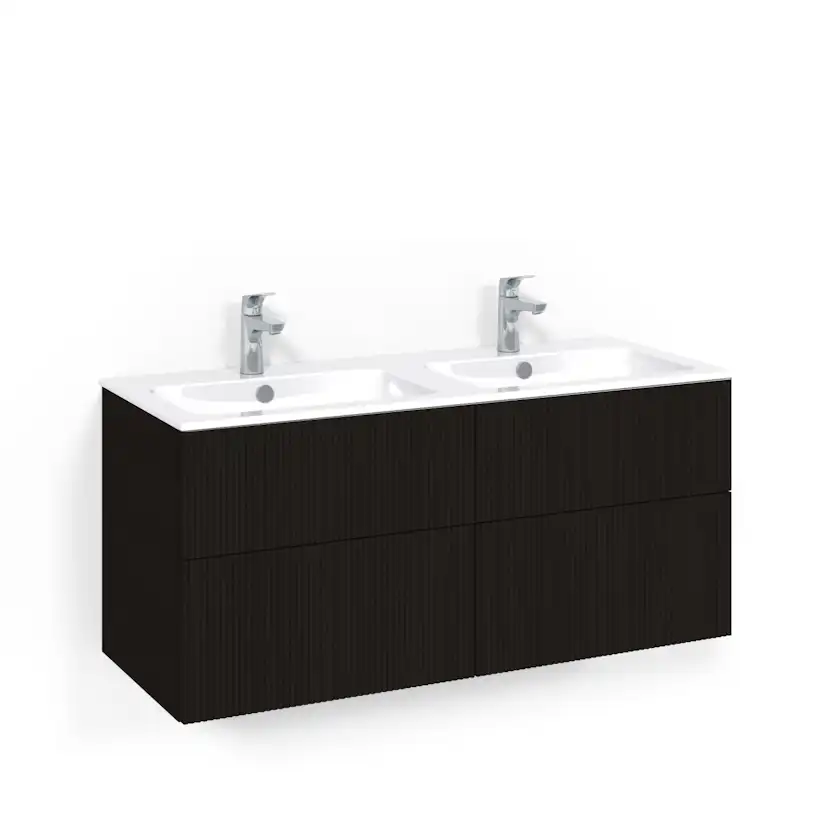 Crown Kom 120x45D Sv Li PO L14 Svart Ek, 1200 mm, Tvättställ Light 14, Med Pushfunktion