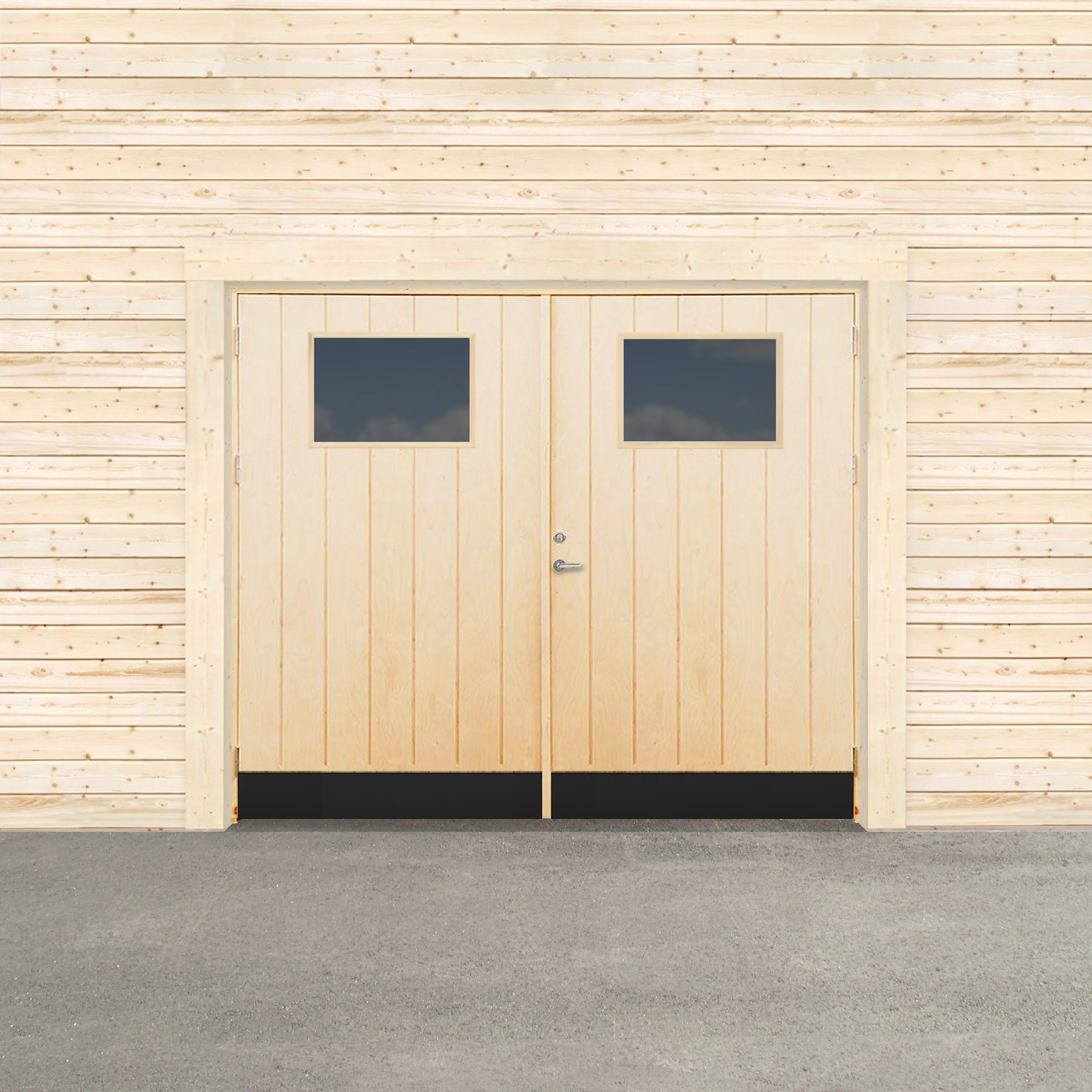 GARAGEPORT VARM GLASFÖNSTER 250X200 H - OBEHANDLAD BxH: 250x200 cm