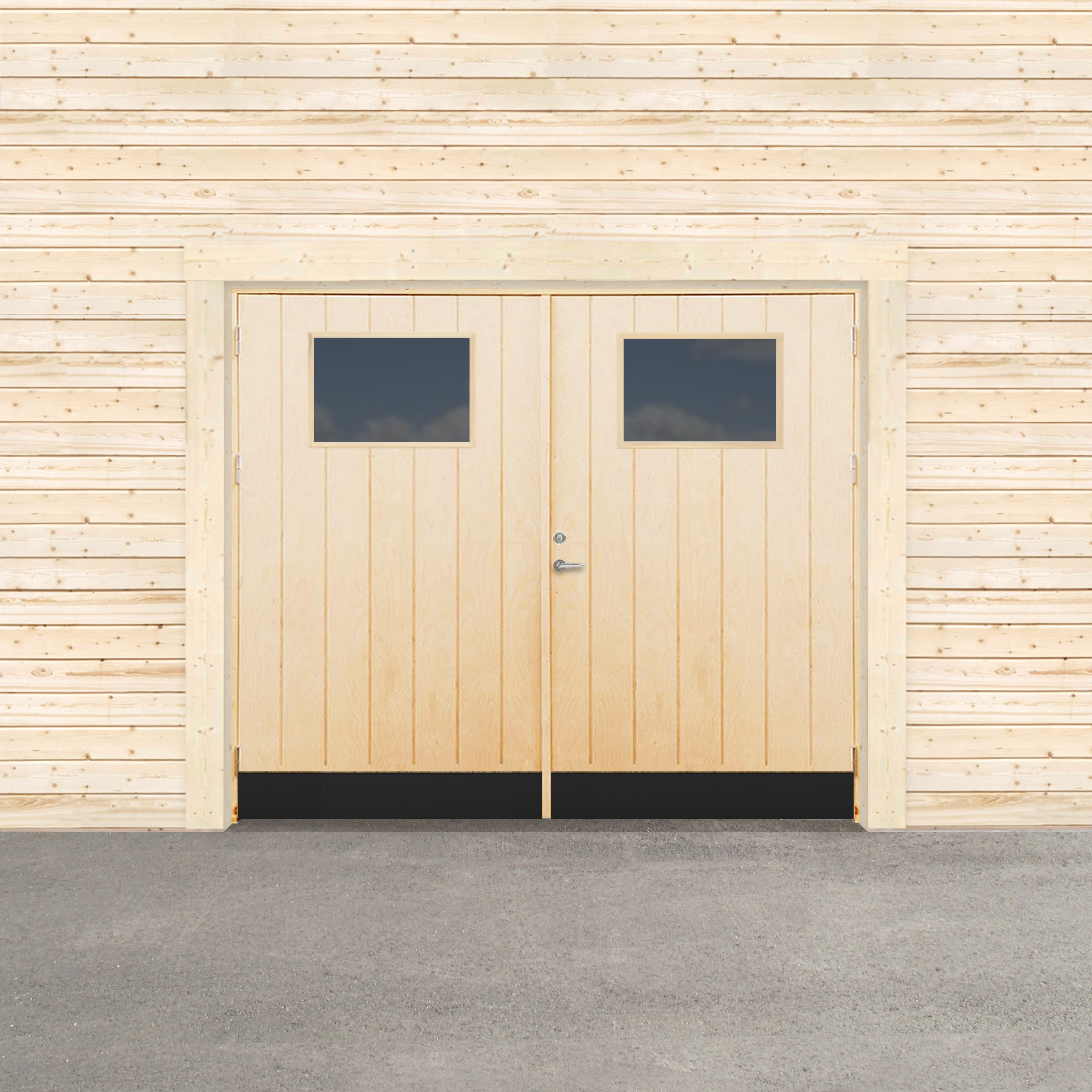 Garageport Sveadörren Varm Glasfönster Obehandlad