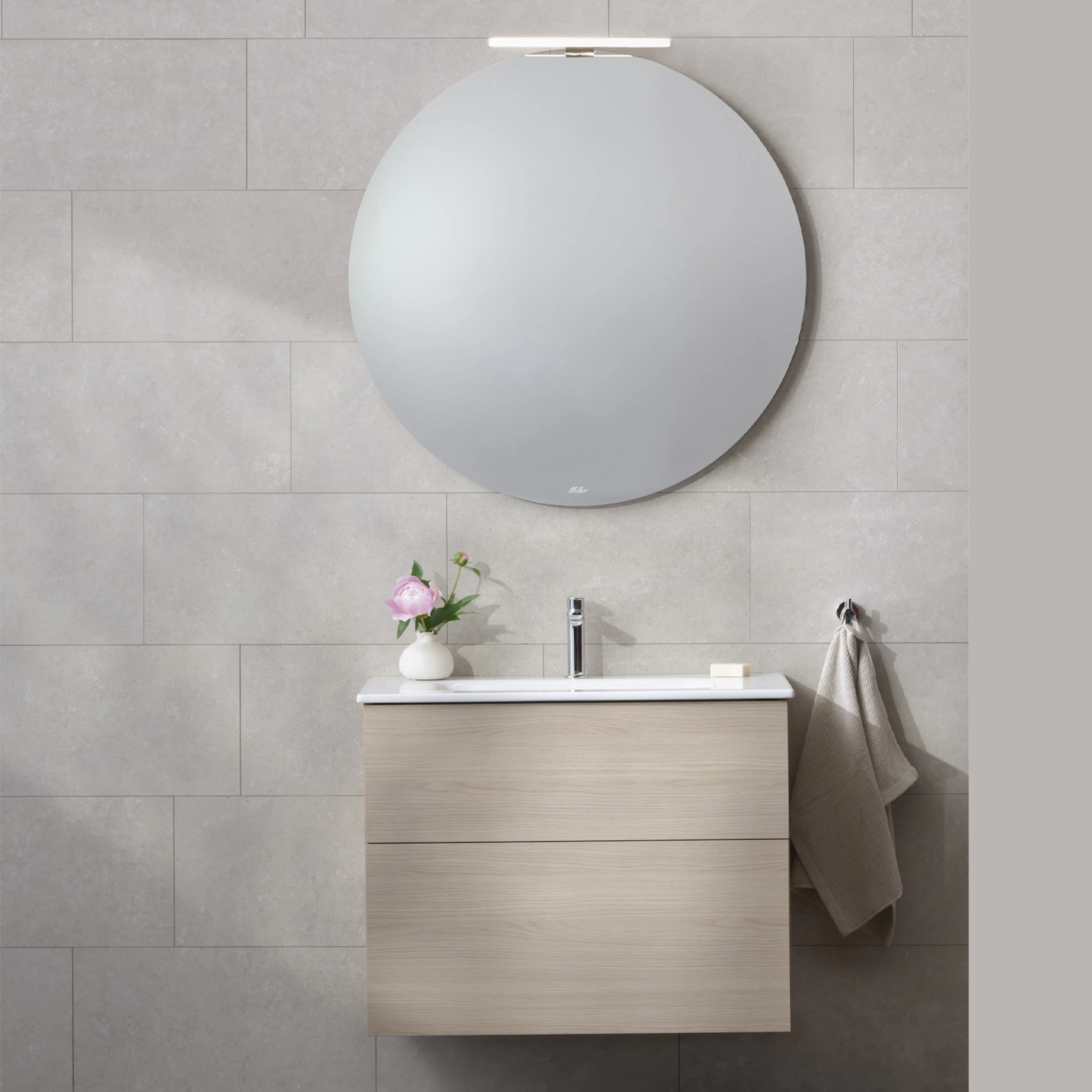 Möbelpaket 80 Ljus ek med spegel och Edge handfat Ljus Ek, B: 800 mm