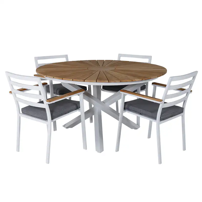 Matgrupp Venture Home Mendi Rund med 4 Bury Stolar