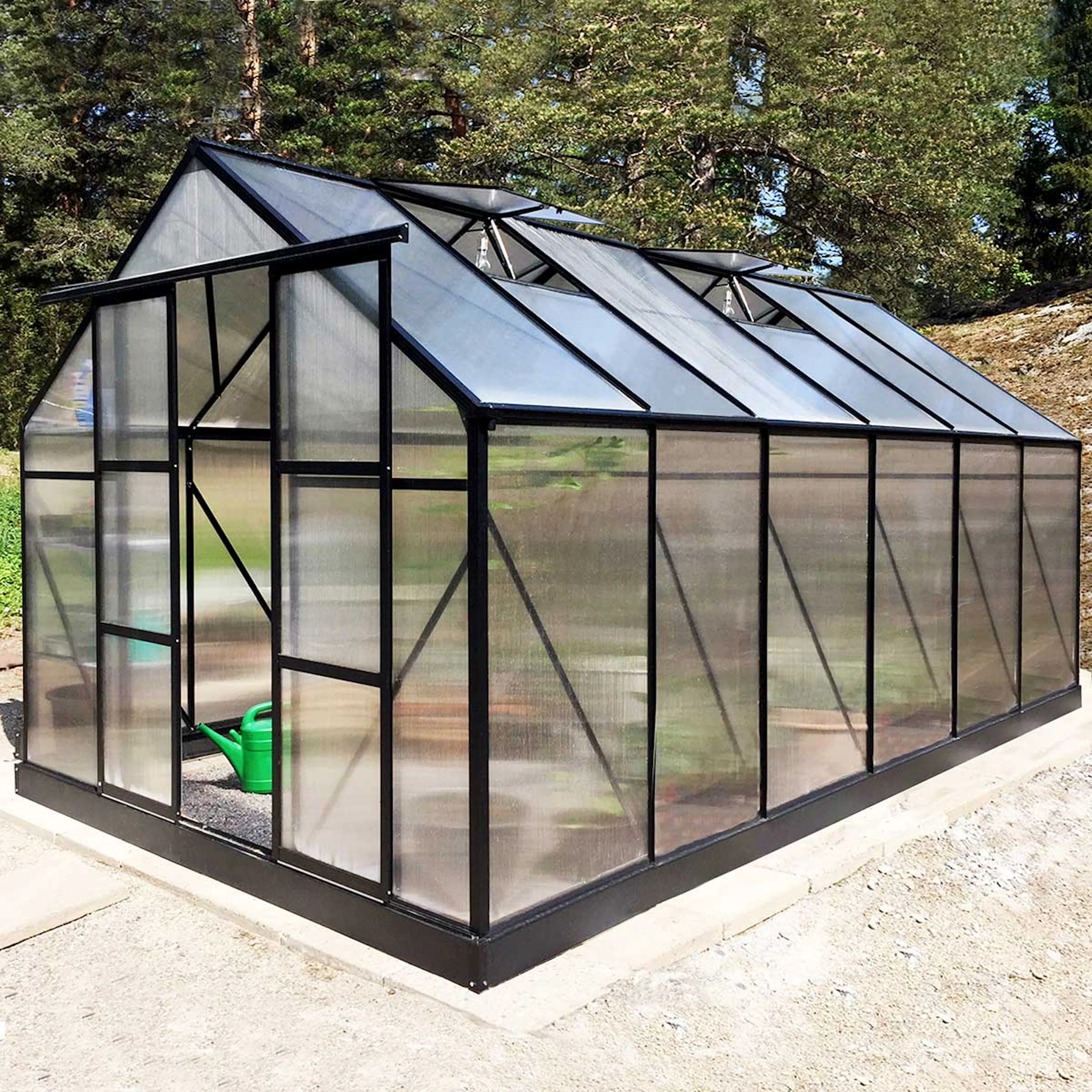 Växthus 10,7m² Kanalplast - Färg: Svart (142-1-55) Svart