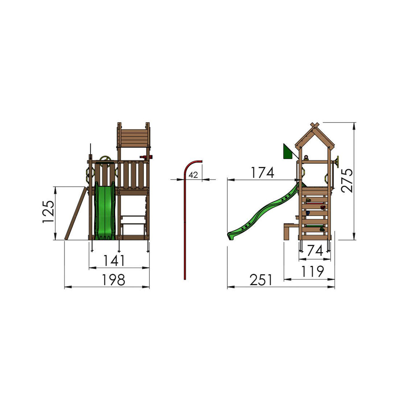 Jungle Gym Teepee lektorn komplett inkl. gul rutschkana Gul