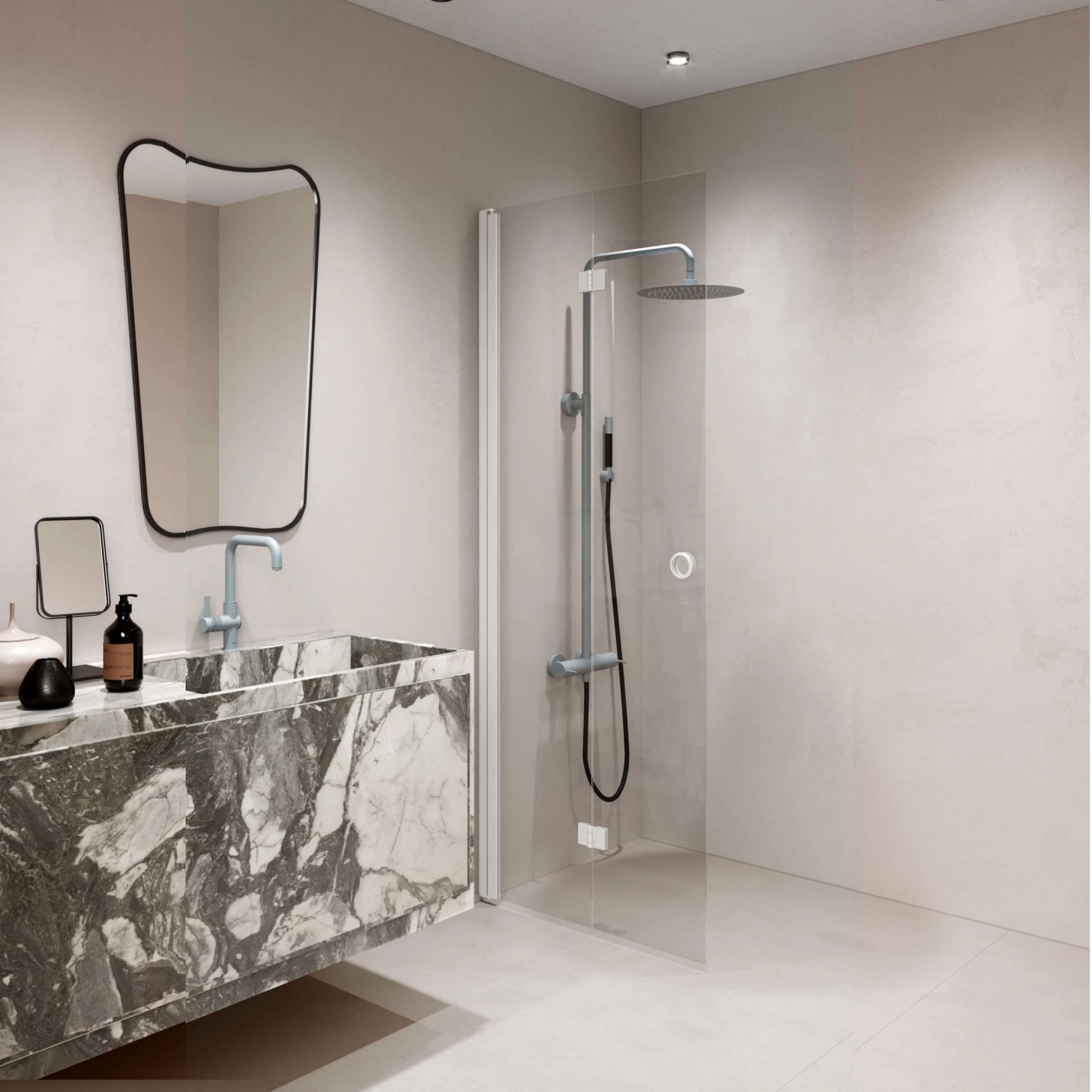 Forma 303 785x2025 mm, Klarglas, Vita Profiler
