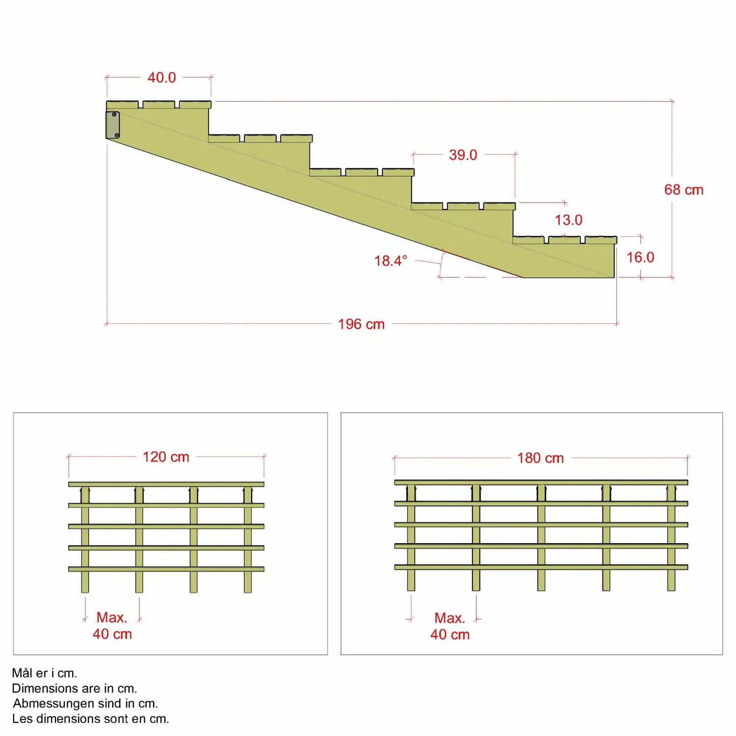 Terrasstrappa PLUS 180 cm
