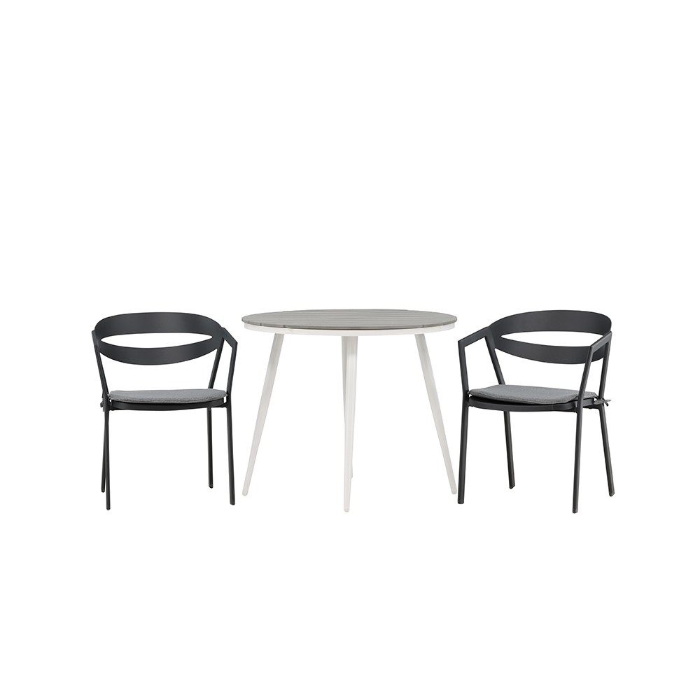 Break - Dining Table Round- White / Grey - Alu / Aintwood - Grå/Vit