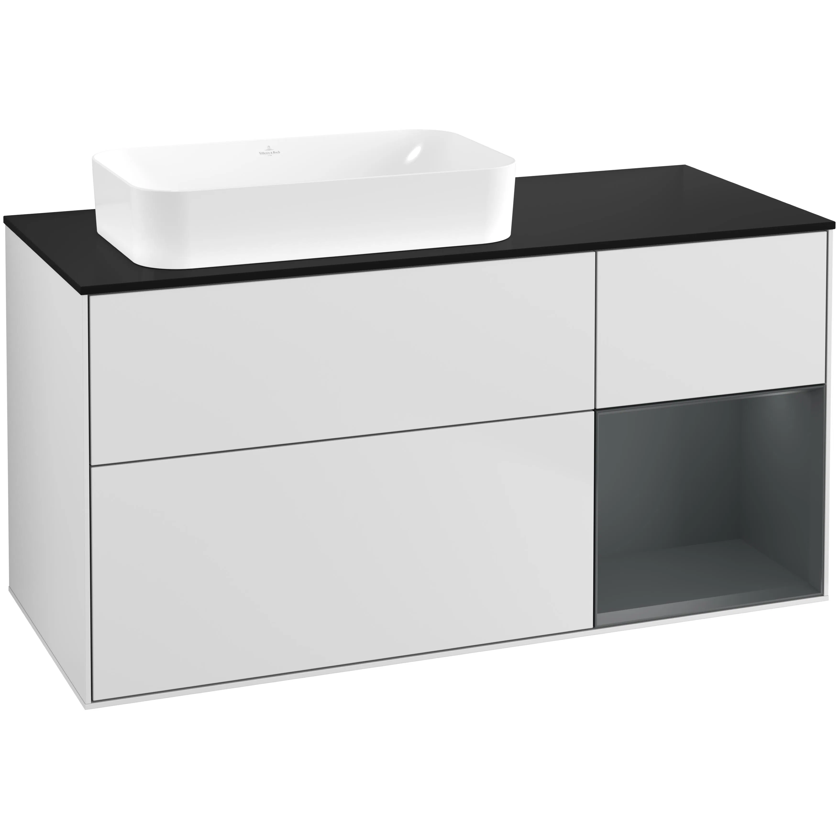 Tvättställsskåp Villeroy & Boch Finion med 3 Lådor Hylla och Bänkskiva för Ocentrerat Fristående Tvättställ