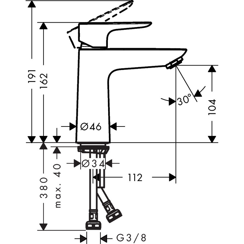 Tvättställsblandare Hansgrohe Talis E 110