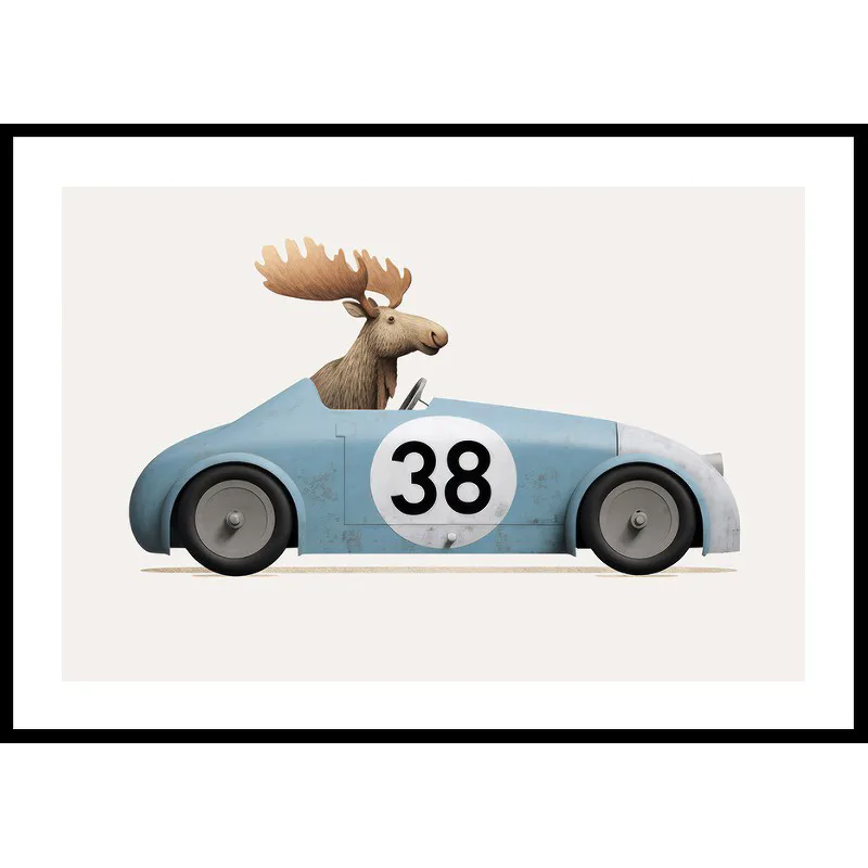Moose In Toy Car 50x70 50x70 cm