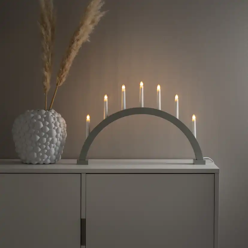 Adventsljusstake Gnosjö Konstsmide Båge 7 Ljusgrå/Grön