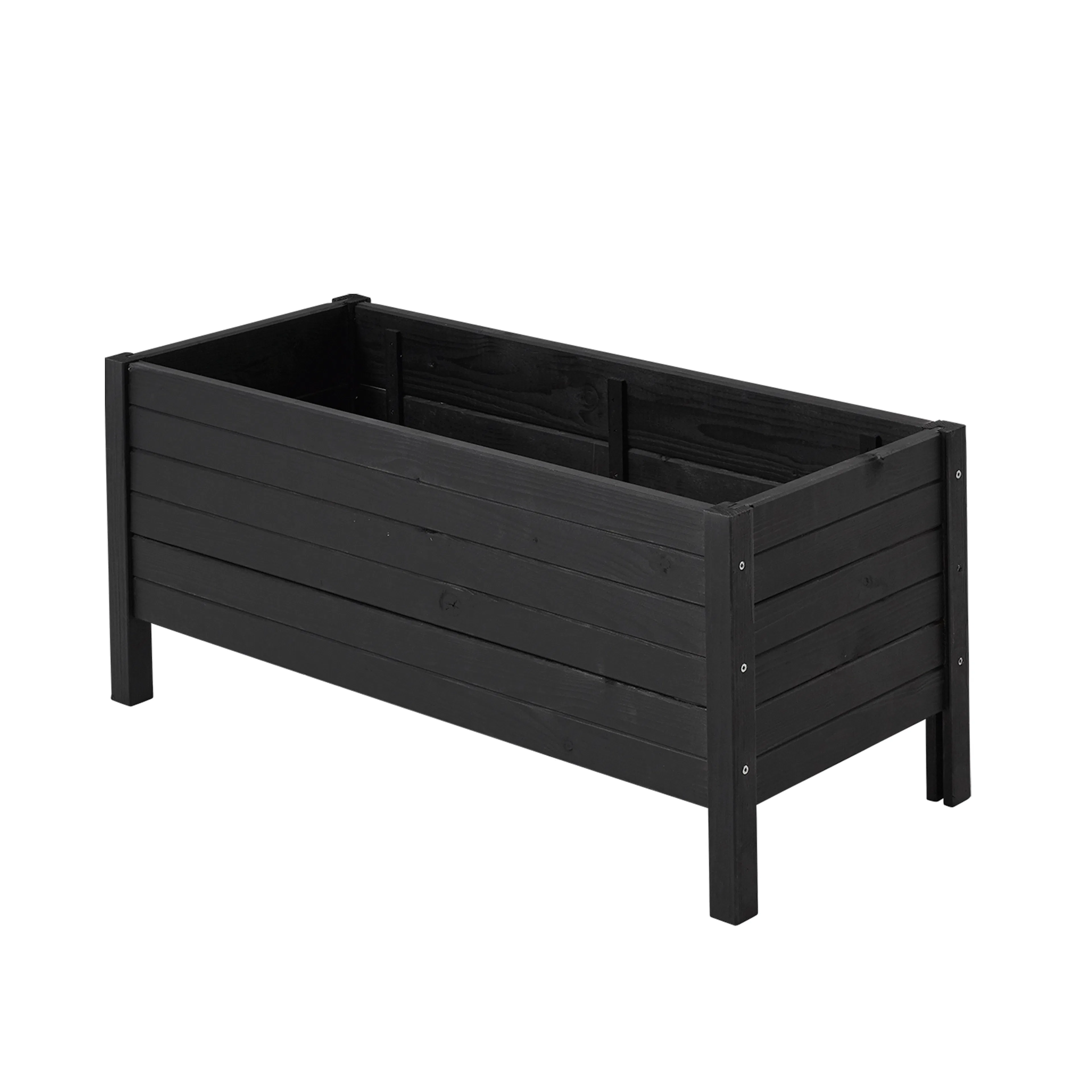 Blomlåda PLUS Trä Odlingslåda På Ben, Svart, 88×39 cm, Ute & Inomhus