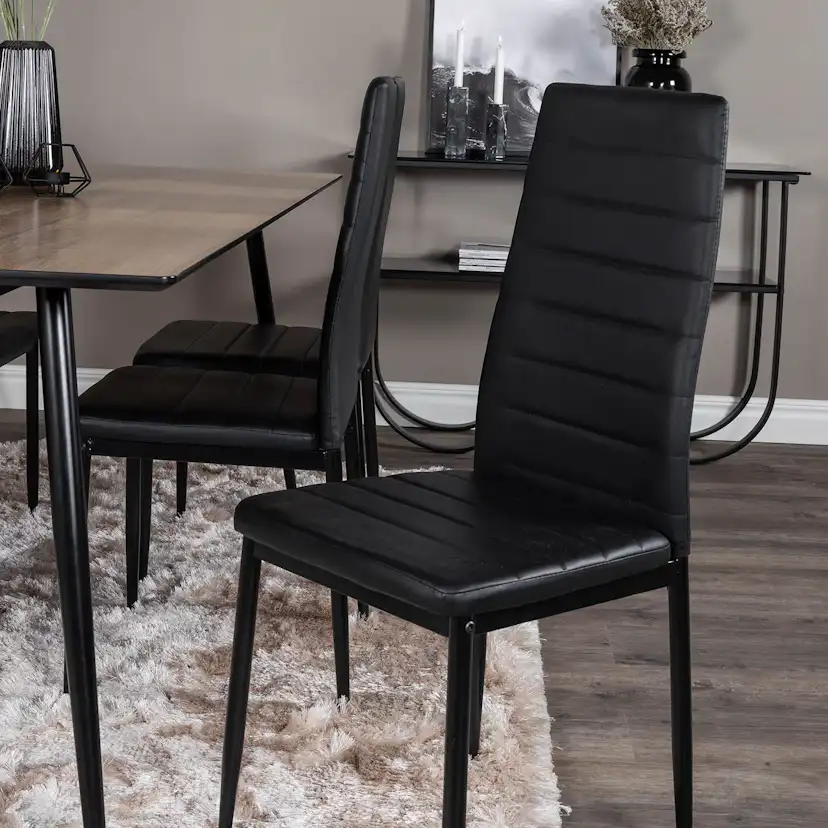 Silar Table -Melamine+Slim High Back Chair - - Black PU_6 Natur/Svart