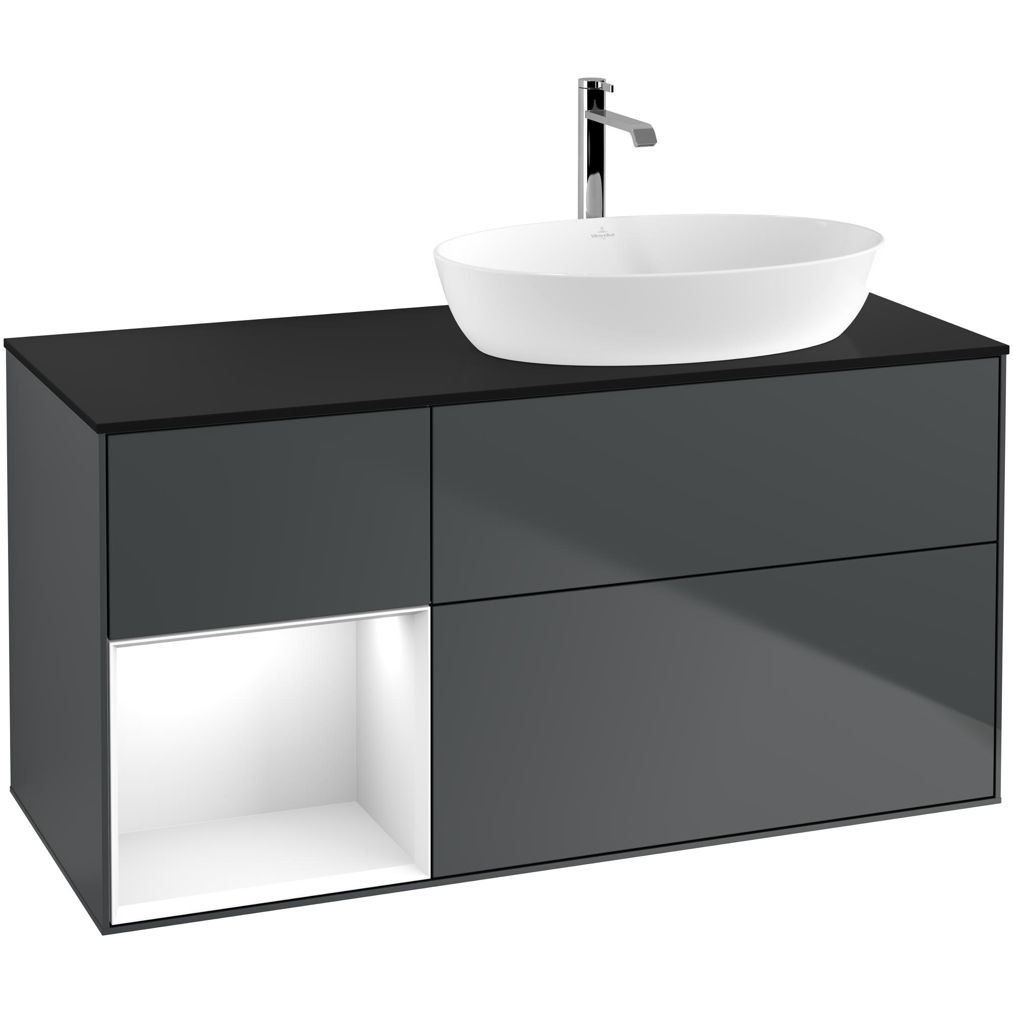 Tvättställsskåp Villeroy & Boch Finion med 3 Lådor Hylla och Bänkskiva för Ocentrerat Tvättställ från Artis & Collaro
