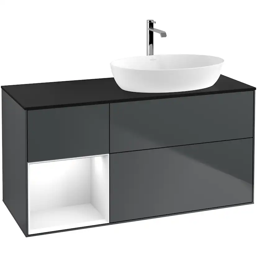 Tvättställsskåp Villeroy & Boch Finion med 3 Lådor Hylla och Bänkskiva för Ocentrerat Tvättställ från Artis & Collaro