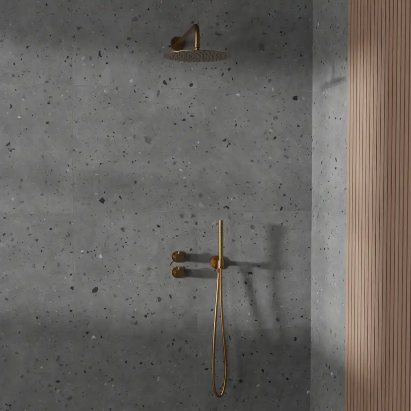 Takduschset Scandtap Steel Harmonized 2X för Inbyggnad Sand Sand/Mässing